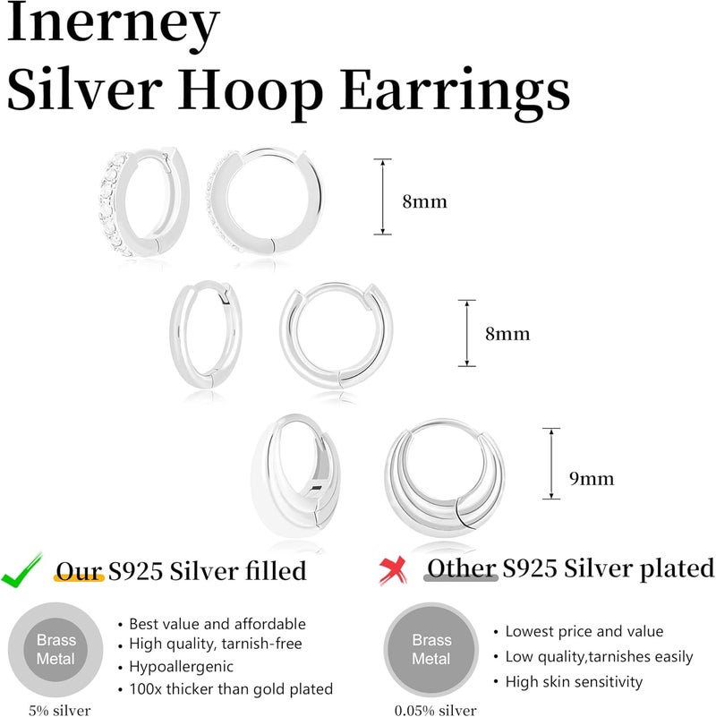 Inerney 14K Gold Plated Huggie Hoop Earrings for Women, Small Sterling Silver Earring Set Hypoallergenic Cartilage Helix Stacks, Mini Dainty Cute Trendy Birthstone Jewelry Gift for Multiple Piercings - Image 4